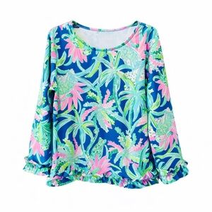 Lilly Pulitzer Girls Margo Rashguard Swim Top Sweet Escape UPF 50+ Size 12